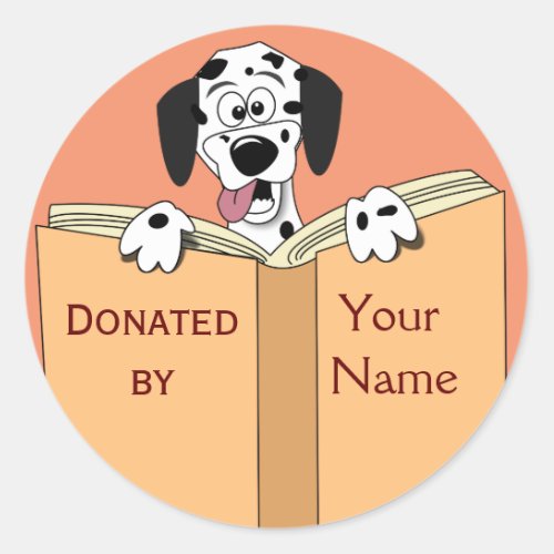 Dog Book Donation Stickers Personalized Name Text