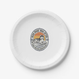 Dog Book Lover Shirt Vintage Engraving Husky Reade Paper Plates