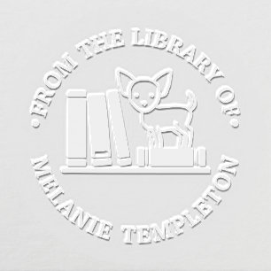Dog, Books on Shelf “From the library of” Name Embosser