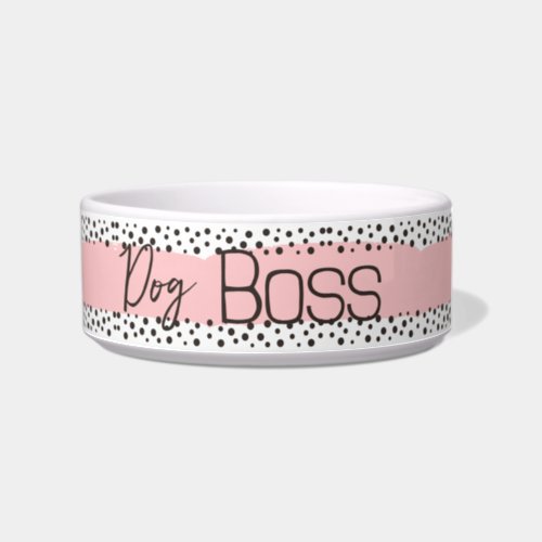 Dog Boss l Girly l Pink Polka Dot dog  Bowl