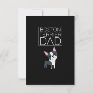 Dog Boston Terrier Dad  Mens  I Love Cute Funny RSVP Card