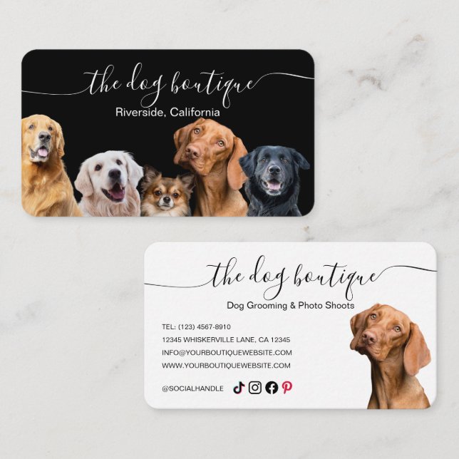 Dog Boutique Business Card Black and White (Front/Back)