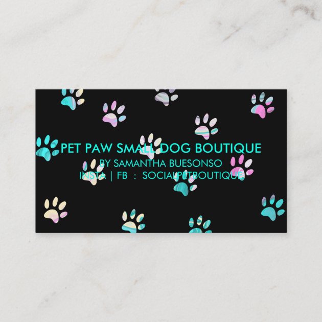 Dog Boutique Pet Grooming Design Black Business Card