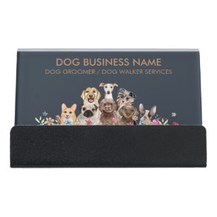 Dog boutique pet sitter puppy walker desk business card holder