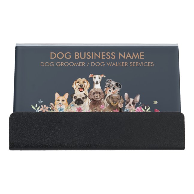 Dog boutique pet sitter puppy walker desk business card holder