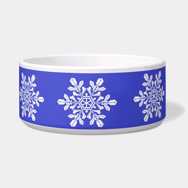 Dog Bowl Blue Snow Flake (Left)