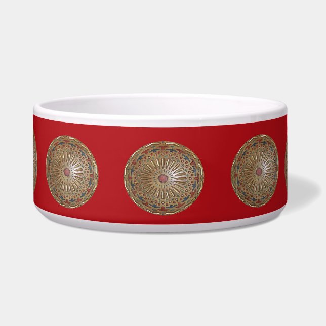 Dog Bowl Morrocon Beauty on Red (Front)