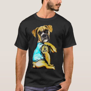 Dog Boxer Dog Tattoo I Love Mom Mother's Day Lover T-Shirt