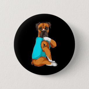 Dog Boxer I Love Mom Tattoo Apparel Dog Mom Gifts Button