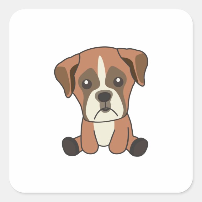 Dog Boxer Puppy Sweet Dogs For Kids Dog Friend Square Sticker (Front)