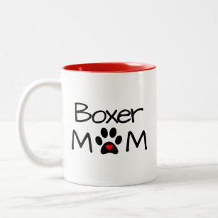 Dog Breed Gifts, Boxer Mom Two-Tone Coffee Mug