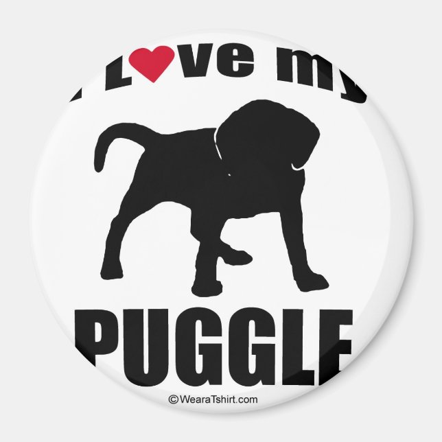 "DOG BREED" - PUGGLE - "I LOVE MY PUGGLE" MAGNET (Front)