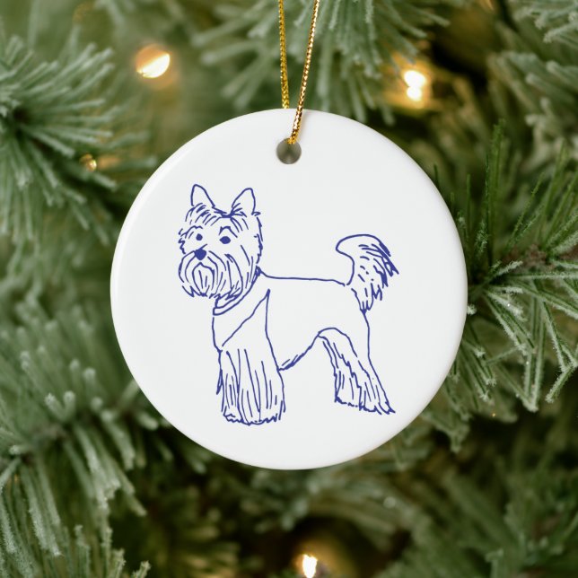 Dog breed Yorkshire Terrier Ceramic Ornament (Tree)