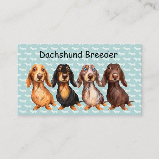 Dog Breeder Dachshund Business Cards (Front)