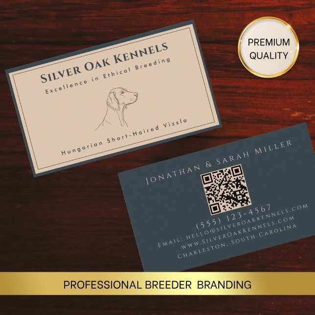 Dog Breeder QR Code Terracotta & Charcoal Kennel  Business Card (Creator Uploaded)