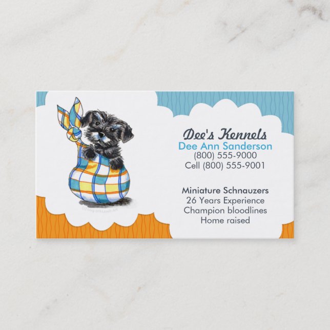 Dog Breeder Schnauzer Puppy Blue Citrus Business Card (Front)