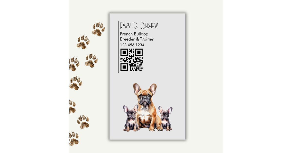 Bulldog Coding Dog Breeder Trainer French Bulldog QR Code Canine Business Card Magnet ...