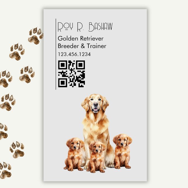 Dog Breeder Trainer Golden Retriever QR Code  Business Card Magnet (Creator Uploaded)