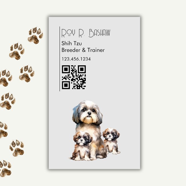 Dog Breeder Trainer Shih Tzu Pet QR Code Canine Business Card Magnet (Creator Uploaded)