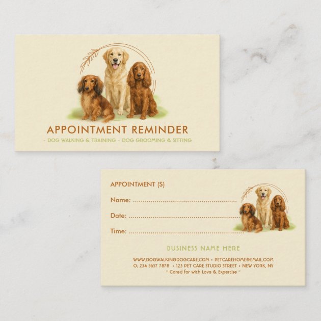 Private: Dog Breeds Animal Pet Care Watercolor Appointment Business Card