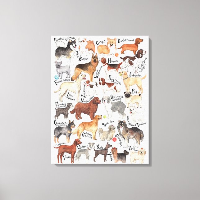Dog Breeds Canvas Print (Front)
