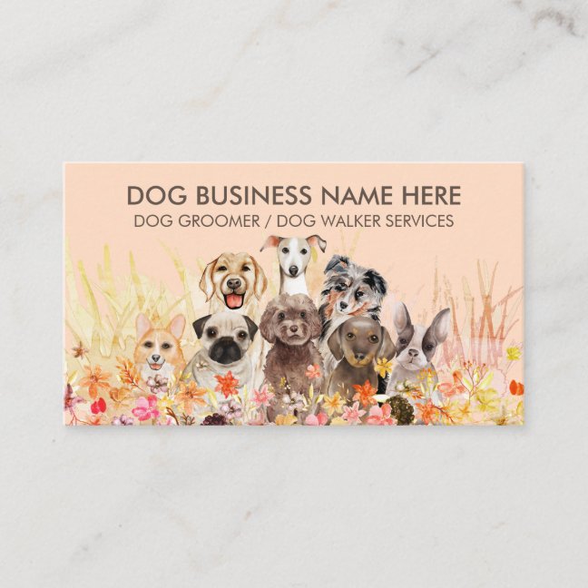 Dog Breeds Puppy Pet Sitter Business Card