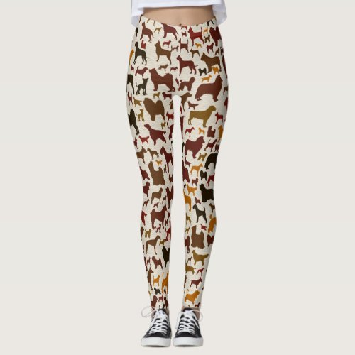 Dog breeds Silhouettes Pattern Leggings