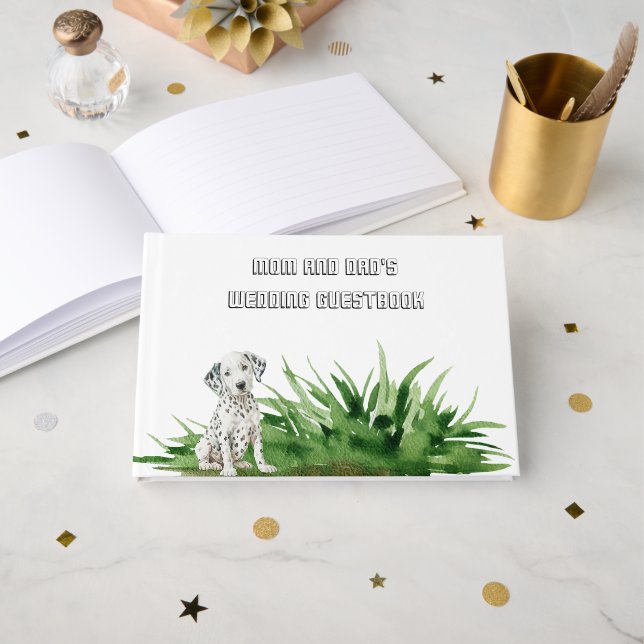 Dog Bride and Groom Pet Wedding Guest Book (Front Open)