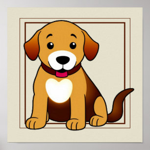 Dog Brown, sitting. Poster