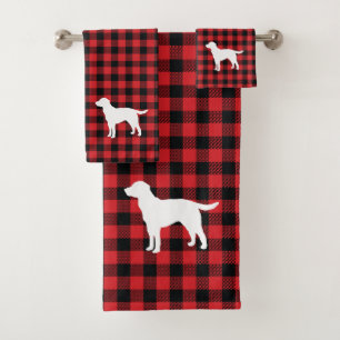 Dog Buffalo Check Pattern Bath Towel Set