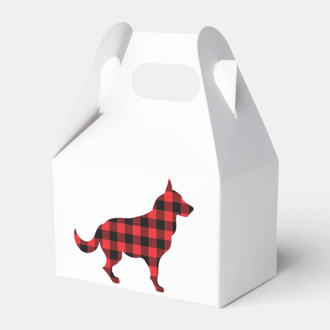 Dog Buffalo Plaid Design Favor Boxes (Front Side)