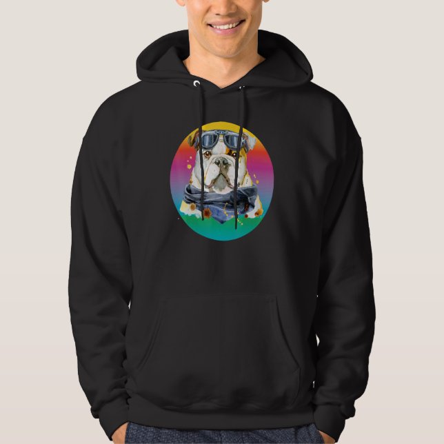 Dog   Bulldog Womens Colorful English Bulldog Mens Hoodie (Front)