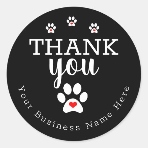 Dog Business Dog Paw Print Thank You Stickers