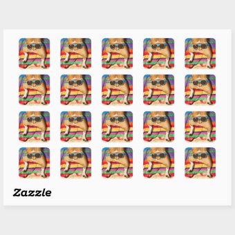 Dog Butt With Sunglasses Square Sticker | Zazzle