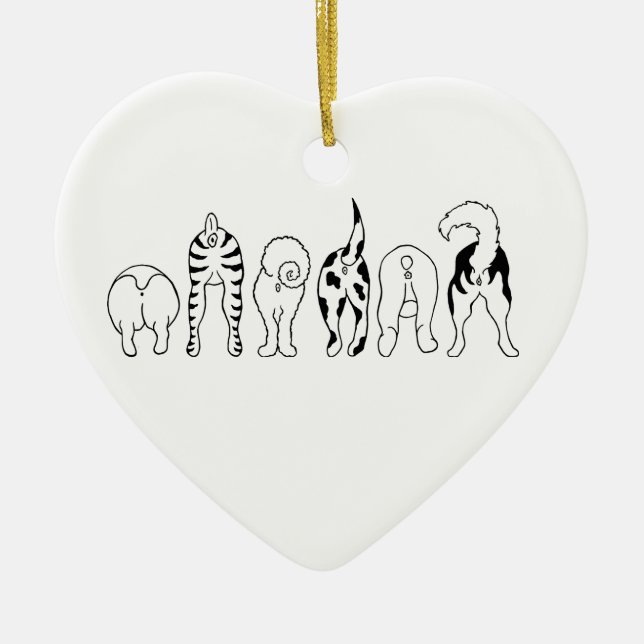 Dog Butts Ceramic Ornament (Front)