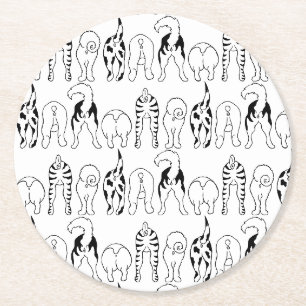 Dog Butts Pattern Round Paper Coaster