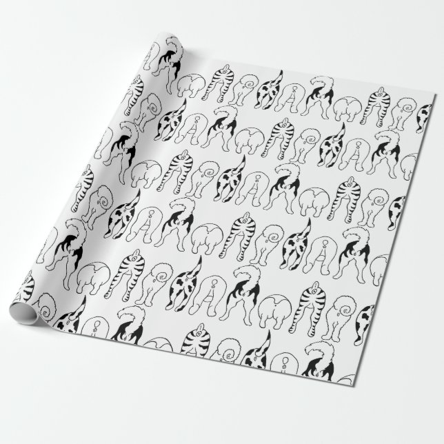 Dog Butts Pattern Wrapping Paper (Unrolled)