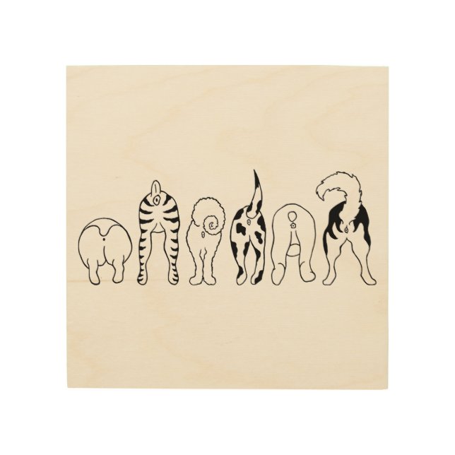 Dog Butts Wood Art 8x8 (Front)