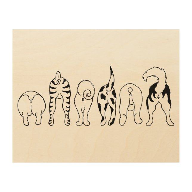 Dog Butts - Wood Wall Art 10x8 (Front)