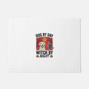 Dog By Day Witch By Night Vintage Halloween Dog De Doormat