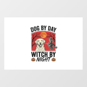 Dog By Day Witch By Night Vintage Halloween Dog De Window Cling