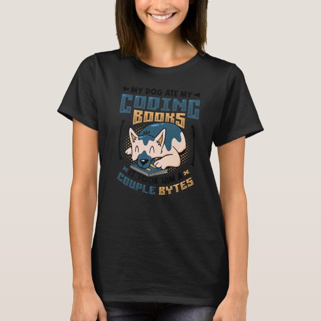 Dog Bytes Code Computer Joke Programming  3 T-Shirt (Front)
