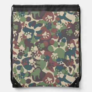 Dog Camouflage Pattern Drawstring Bag