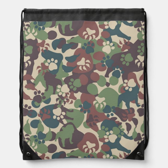 Dog Camouflage Pattern Drawstring Bag (Front)