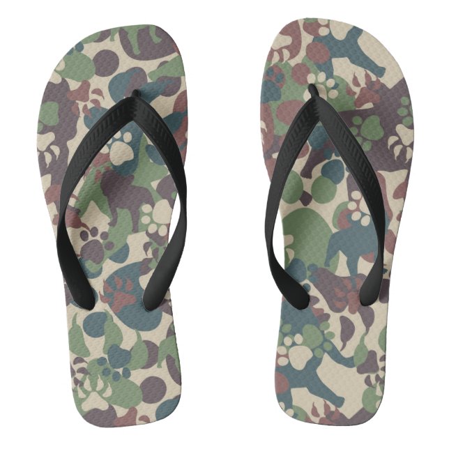 Dog Camouflage Pattern Flip Flops (Footbed)