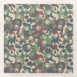 Dog Camouflage Pattern Glass Coaster
