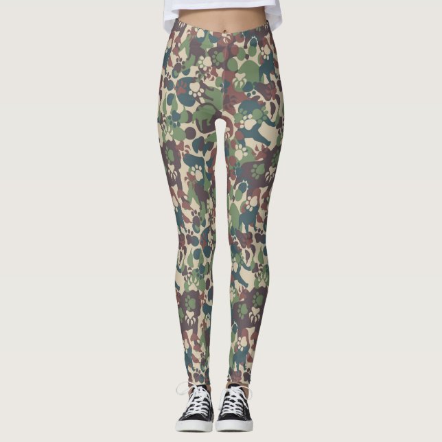 Dog Camouflage Pattern Leggings (Front)