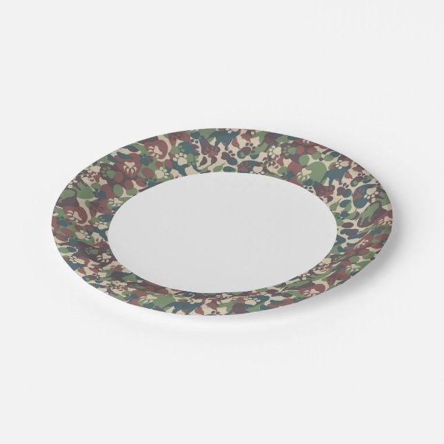 Dog Camouflage Pattern Paper Plates (Angled)