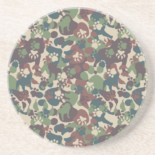 Dog Camouflage Pattern Sandstone Coaster (Front)