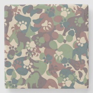 Dog Camouflage Pattern Stone Coaster